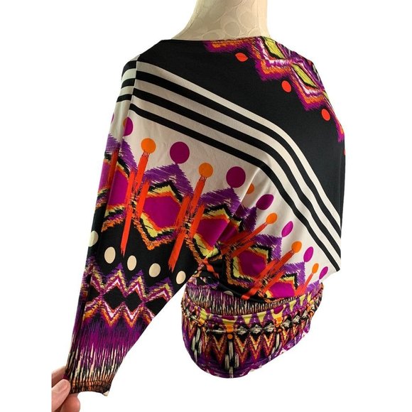 Small Savioni Blouson Bright Women's Pullover Blouse Made in Italy - Picture 2 of 9